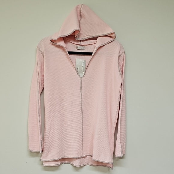 Fitigues Tops - Vtg Y2K Fitigues Light Pink, Long Sleeve Waffle Knit, V Neck, Hoodie, XS, NEW